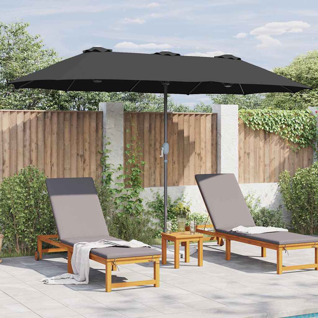 Garden Parasol Black 370 x 197 x 239 cm Powder-coated steel