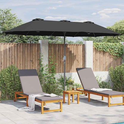 Garden Parasol Black 370 x 197 x 239 cm Powder-coated steel