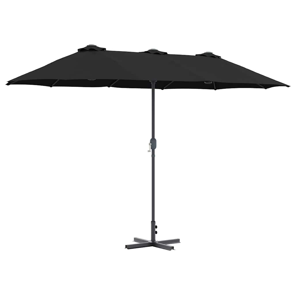 Garden Parasol Black 370 x 197 x 239 cm Powder-coated steel