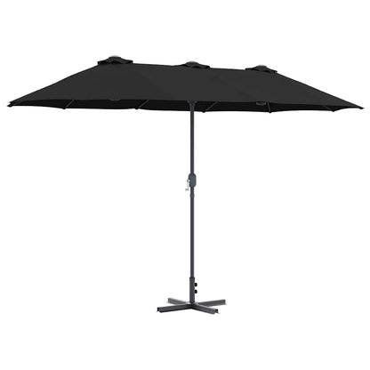 Garden Parasol Black 370 x 197 x 239 cm Powder-coated steel