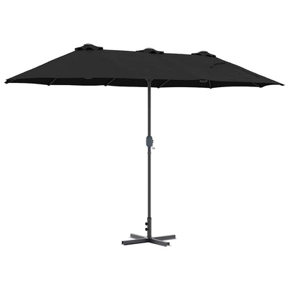 Garden Parasol Black 370 x 197 x 239 cm Powder-coated steel