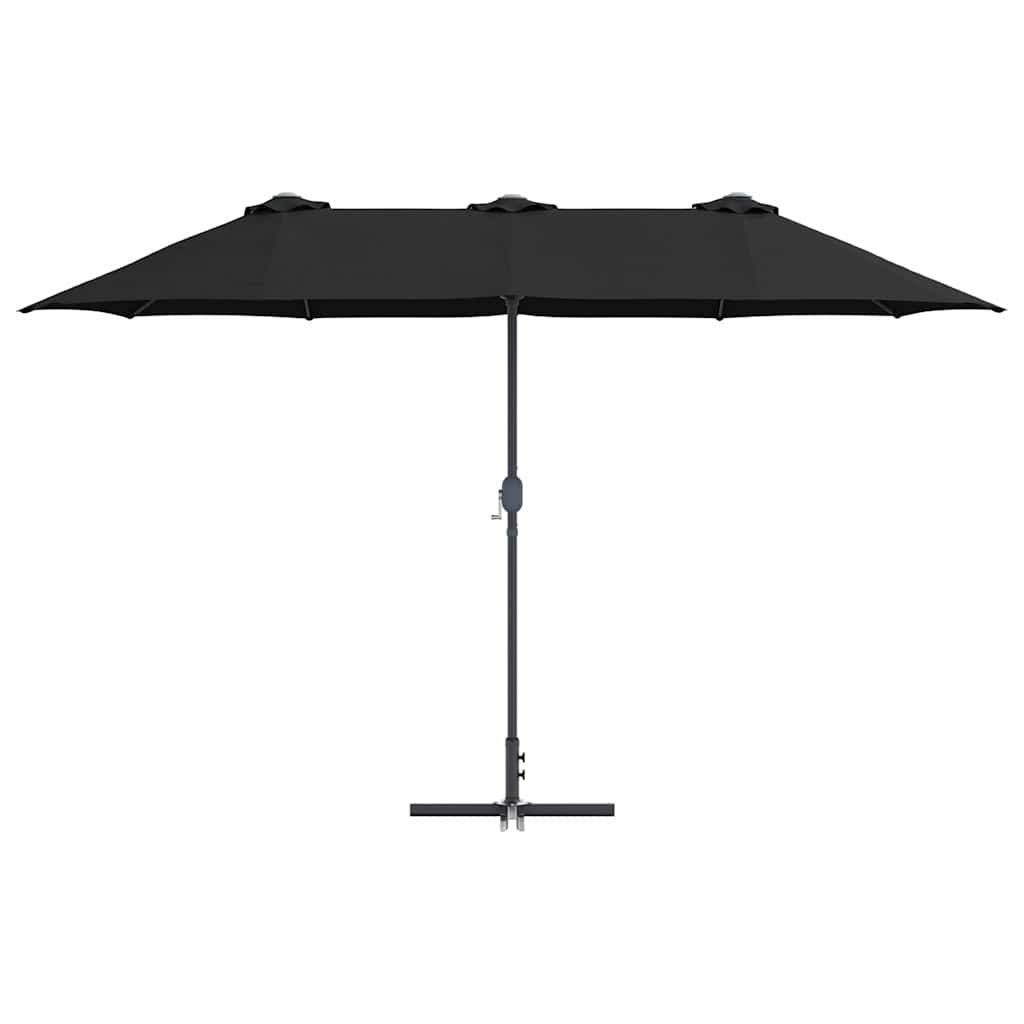 Garden Parasol Black 370 x 197 x 239 cm Powder-coated steel