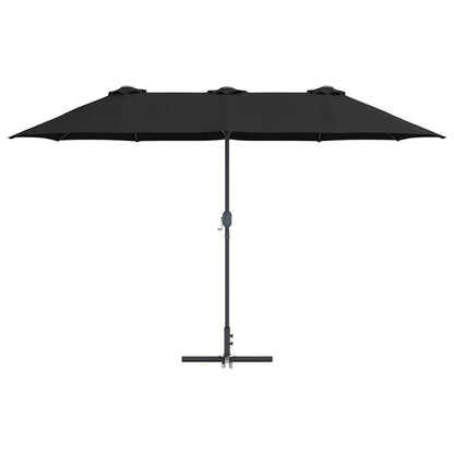 Garden Parasol Black 370 x 197 x 239 cm Powder-coated steel