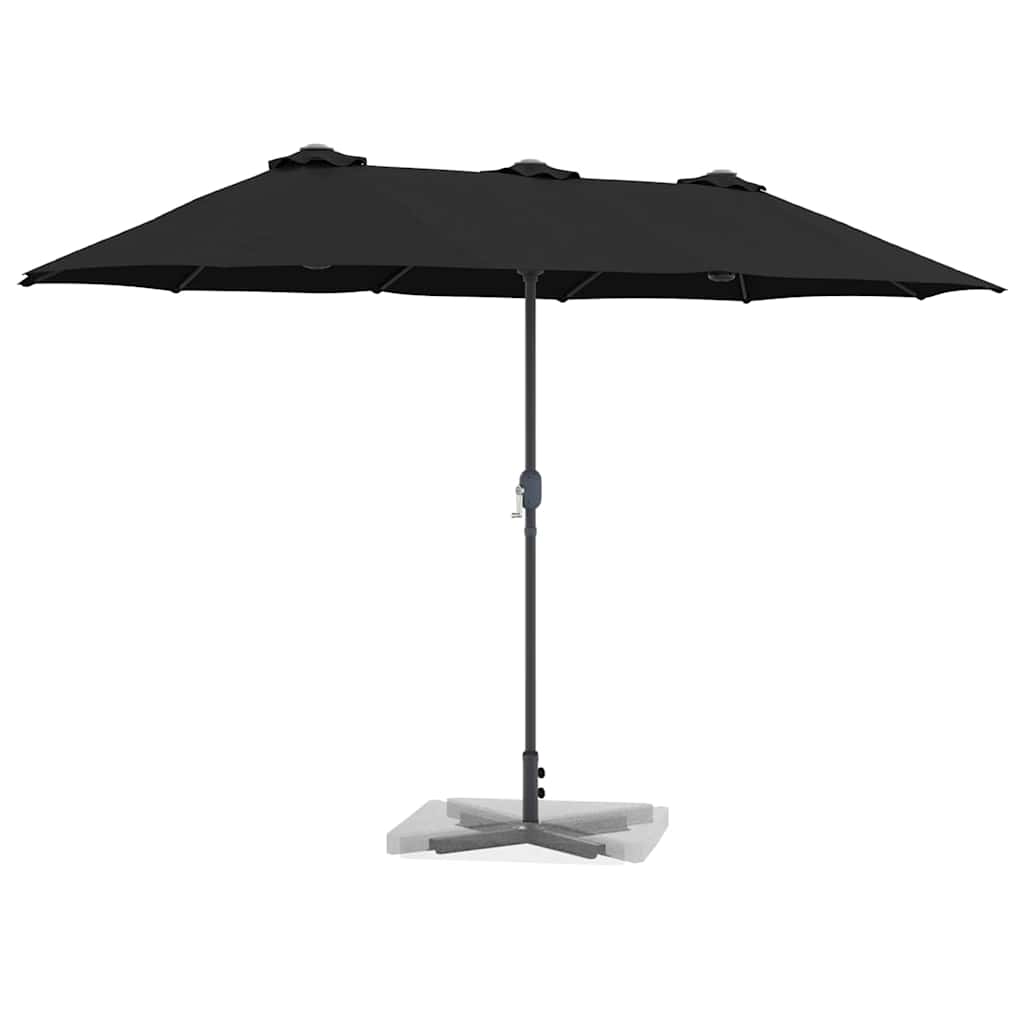 Garden Parasol Black 370 x 197 x 239 cm Powder-coated steel
