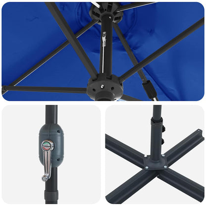Garden Parasol Blue 370 x 197 x 239 cm Powder-coated steel