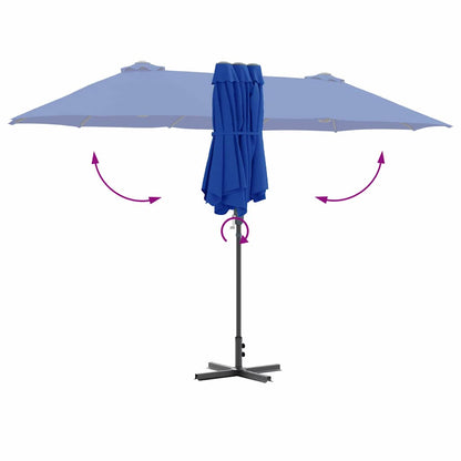 Garden Parasol Blue 370 x 197 x 239 cm Powder-coated steel