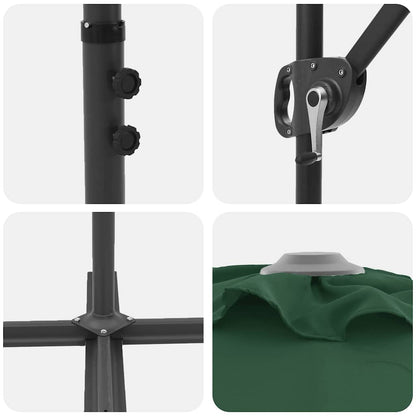 Garden Cantilever Parasol Green 372 x 198 x 243 cm