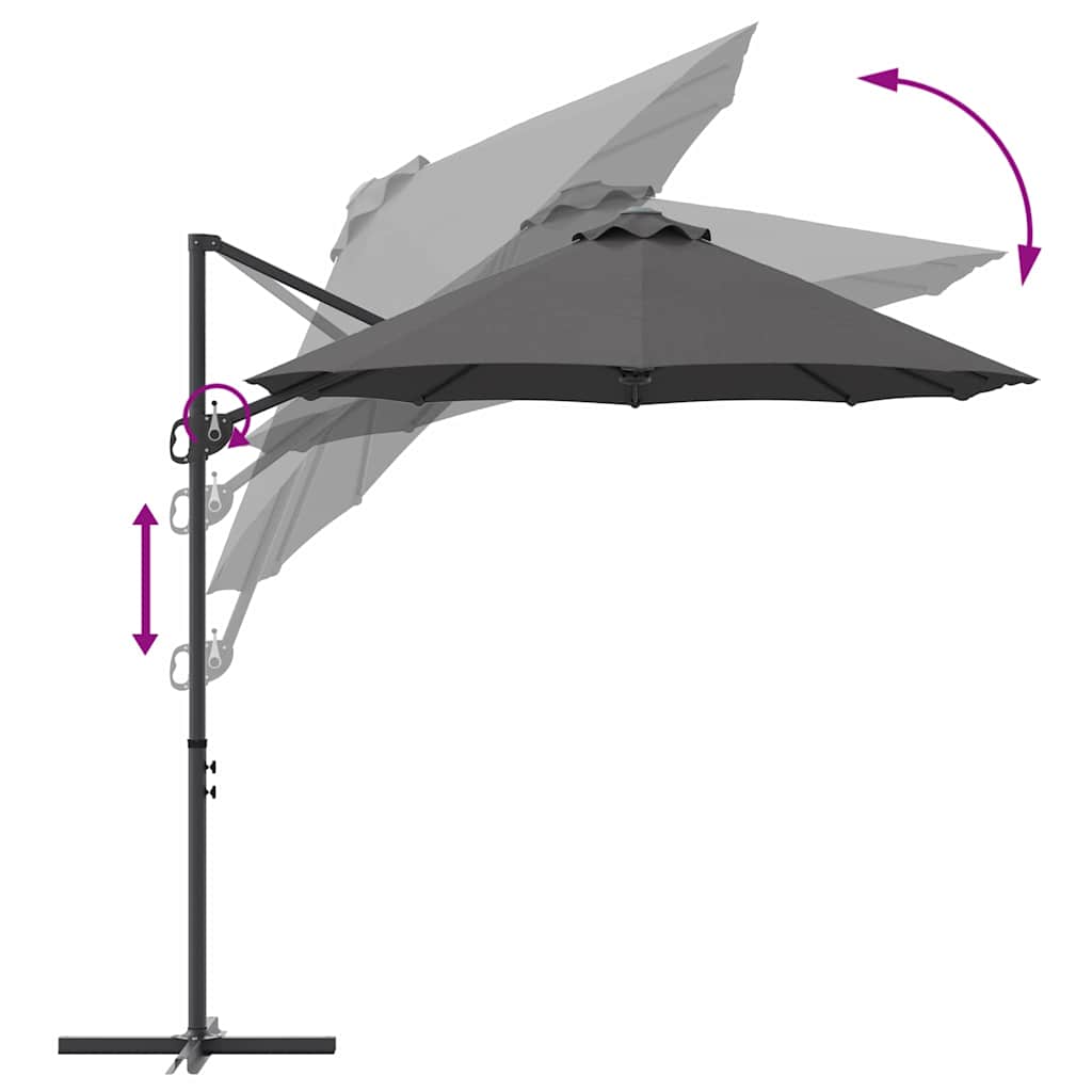 Garden Cantilever Parasol Anthracite 372 x 198 x 243 cm