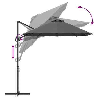 Garden Cantilever Parasol Anthracite 372 x 198 x 243 cm