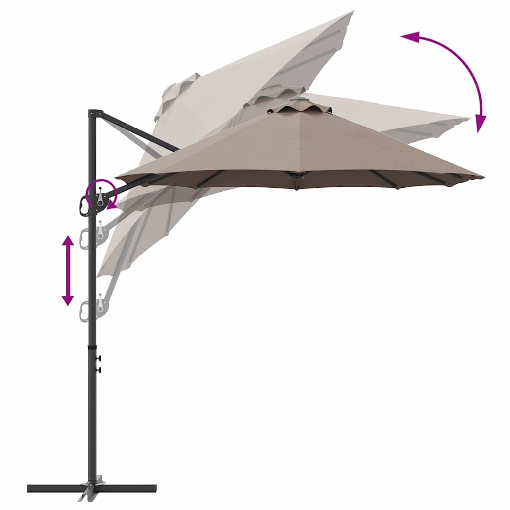 Garden Cantilever Parasol Taupe 372 x 198 x 243 cm