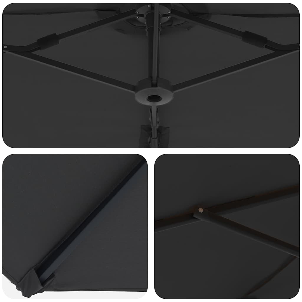 Garden Cantilever Parasol Black 372 x 198 x 243 cm
