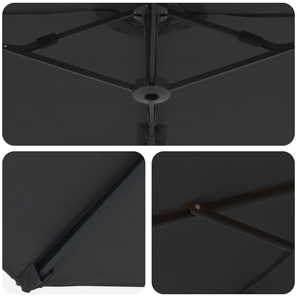 Garden Cantilever Parasol Black 372 x 198 x 243 cm