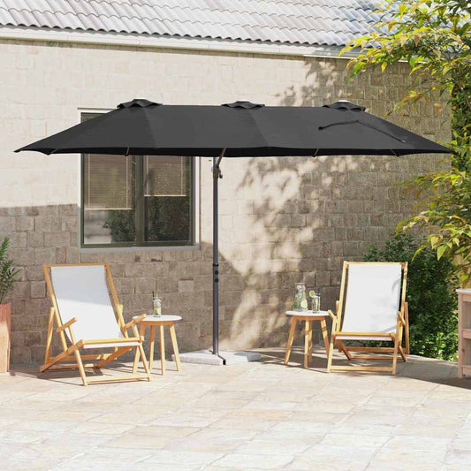 Garden Cantilever Parasol Black 372 x 198 x 243 cm