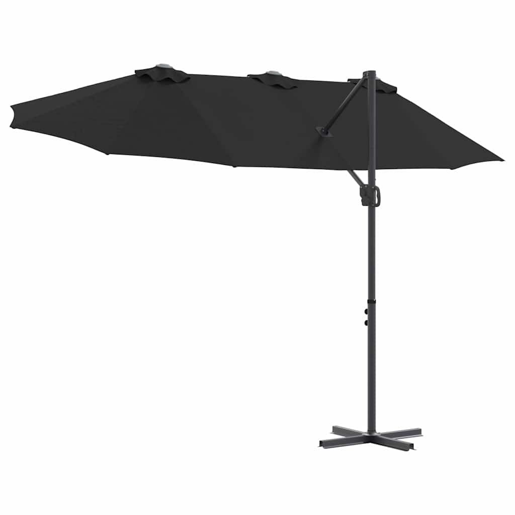 Garden Cantilever Parasol Black 372 x 198 x 243 cm