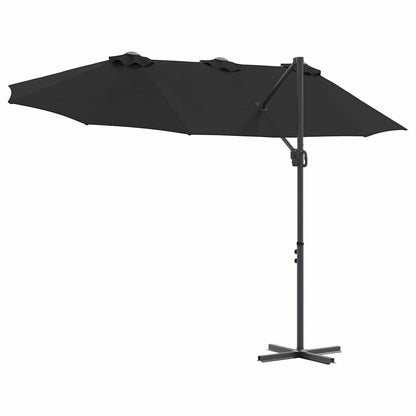 Garden Cantilever Parasol Black 372 x 198 x 243 cm