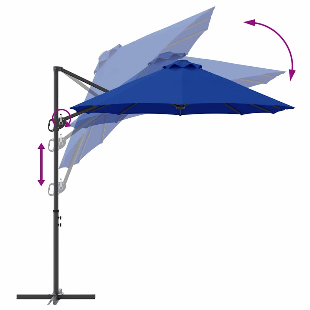 Garden Cantilever Parasol Azure blue 372 x 198 x 243 cm