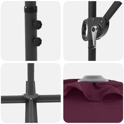 Garden Cantilever Parasol Bordeaux red 372 x 198 x 243 cm