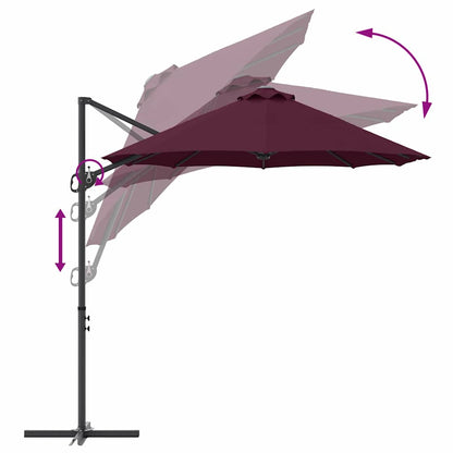 Garden Cantilever Parasol Bordeaux red 372 x 198 x 243 cm