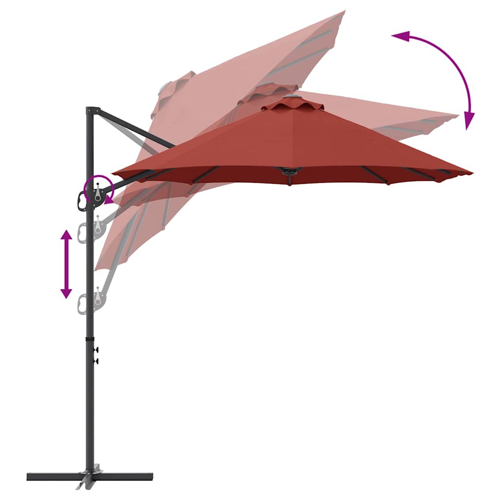 Garden Cantilever Parasol Terracotta 372 x 198 x 243 cm