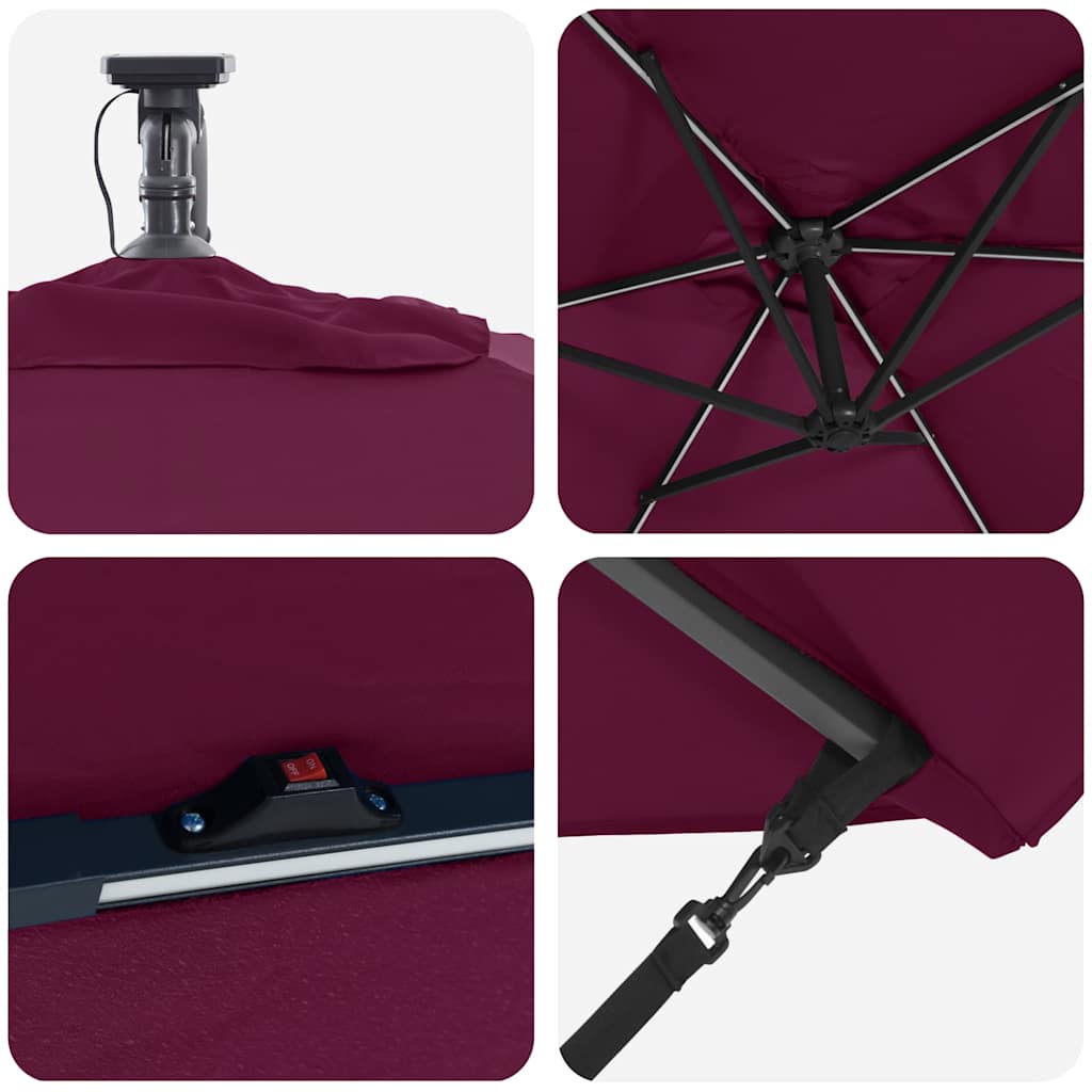 Cantilever Banana Parasol Bordeaux red 294 x 200 x 254 cm