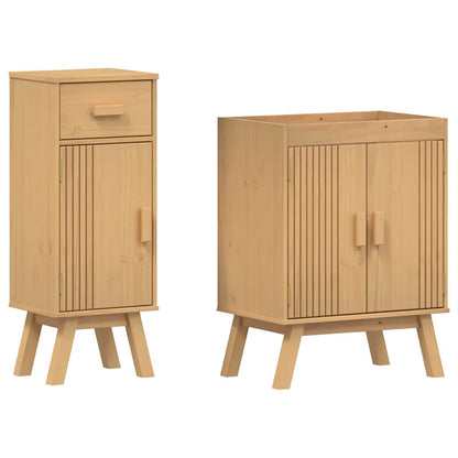 Bathroom Furniture Set with Door 2 pcs Brown 114 x 43 x 73.5 cm