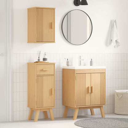 Bathroom Furniture Set with Door 3 pcs Brown 114 x 43 x 73.5 cm