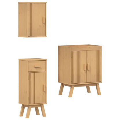 Bathroom Furniture Set with Door 3 pcs Brown 114 x 43 x 73.5 cm
