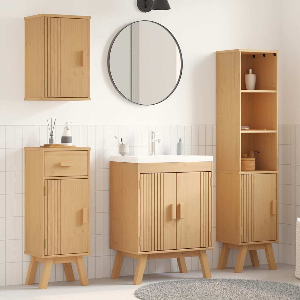 Bathroom Furniture Set with Door 4 pcs Brown 114 x 43 x 73.5 cm