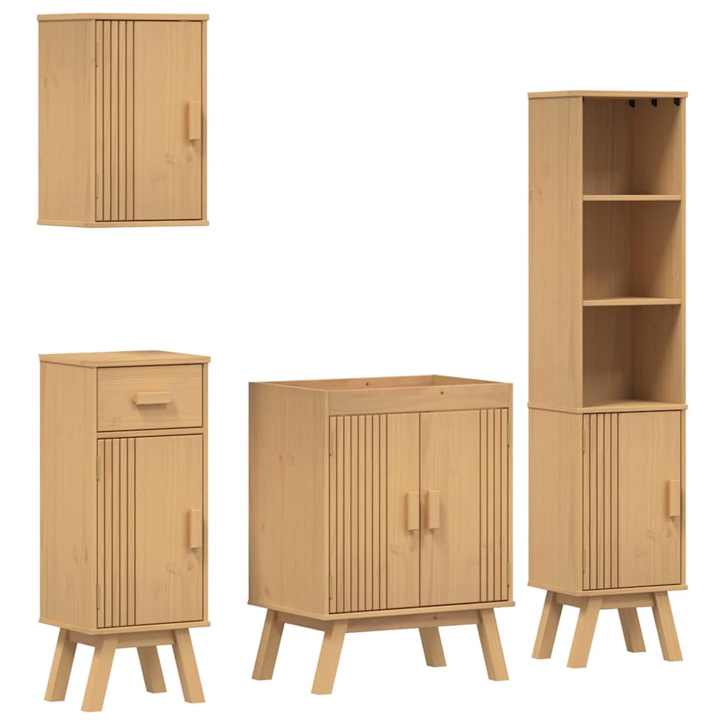 Bathroom Furniture Set with Door 4 pcs Brown 114 x 43 x 73.5 cm