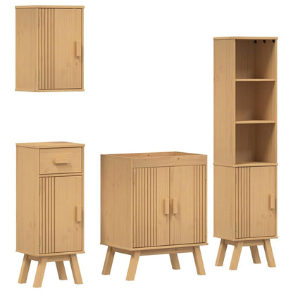 Bathroom Furniture Set with Door 4 pcs Brown 114 x 43 x 73.5 cm