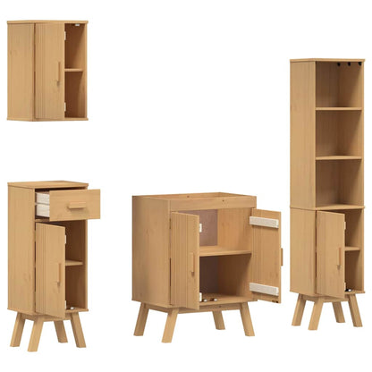 Bathroom Furniture Set with Door 4 pcs Brown 114 x 43 x 73.5 cm