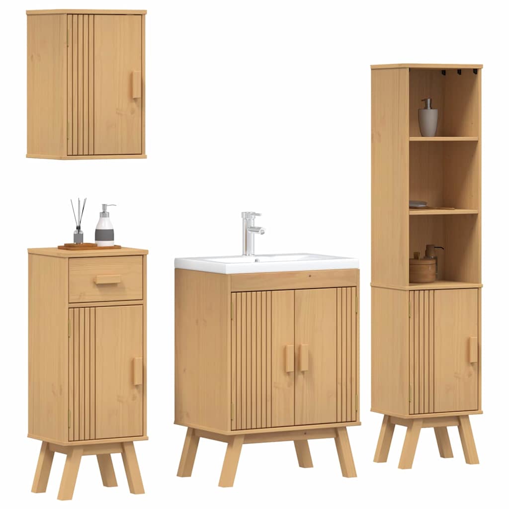 Bathroom Furniture Set with Door 4 pcs Brown 114 x 43 x 73.5 cm