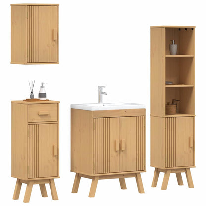 Bathroom Furniture Set with Door 4 pcs Brown 114 x 43 x 73.5 cm