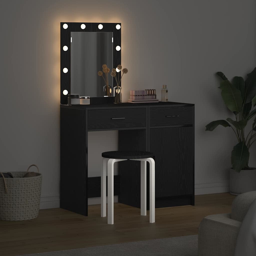 Dressing Table 2 pcs Black 50 x 41 x 135 cm Engineered wood