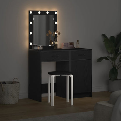 Dressing Table 2 pcs Black 50 x 41 x 135 cm Engineered wood