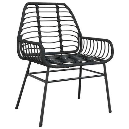 3 Piece Garden Dining Set Black Poly Rattan Glass