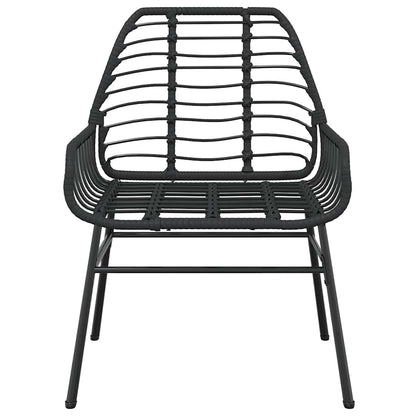 3 Piece Garden Dining Set Black Poly Rattan Glass