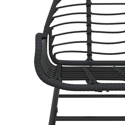 3 Piece Garden Dining Set Black Poly Rattan Glass