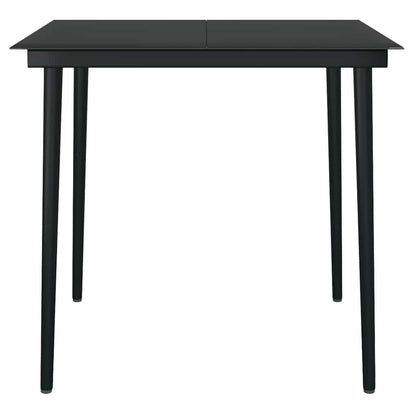 3 Piece Garden Dining Set Black Poly Rattan Glass