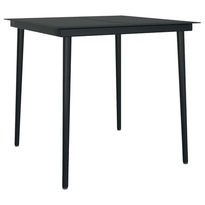 5 Piece Garden Dining Set Black Poly Rattan Glass