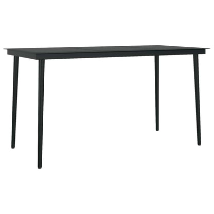 5 Piece Garden Dining Set Black Poly Rattan Glass