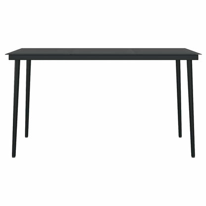 5 Piece Garden Dining Set Black Poly Rattan Glass
