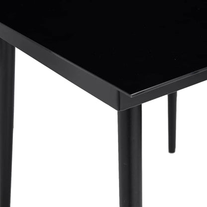 5 Piece Garden Dining Set Black Poly Rattan Glass