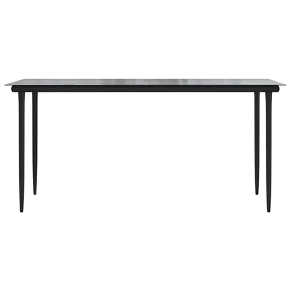 5 Piece Garden Dining Set Black Poly Rattan Glass