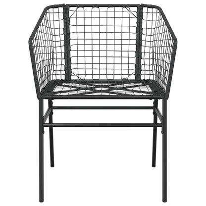 3 Piece Garden Dining Set Black Poly Rattan Glass