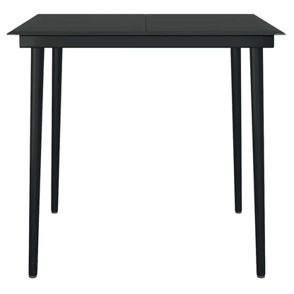 5 Piece Garden Dining Set Black Poly Rattan Glass