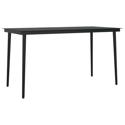 5 Piece Garden Dining Set Black Poly Rattan Glass