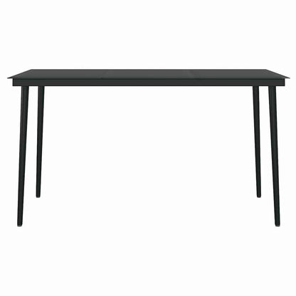 5 Piece Garden Dining Set Black Poly Rattan Glass