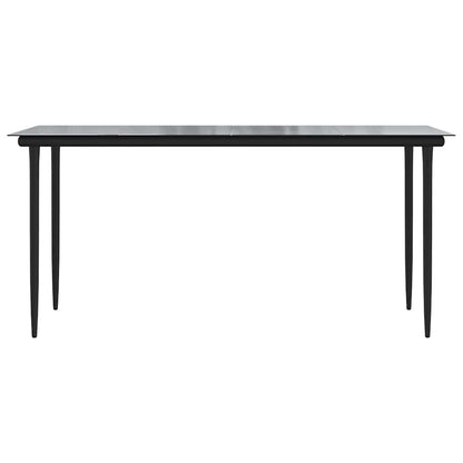 5 Piece Garden Dining Set Black Poly Rattan Glass