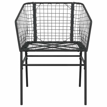 9 Piece Garden Dining Set Black Poly Rattan Glass